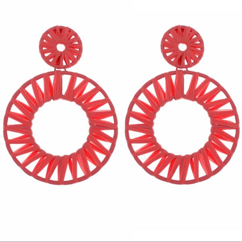 🆕 Amrita Singh Orange Scarlett Raffia Drop Earrings